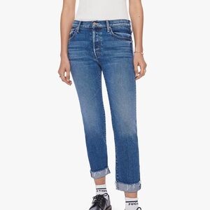 MOTHER The Scrapper Cuff Ankle Fray in Smashing Banjos